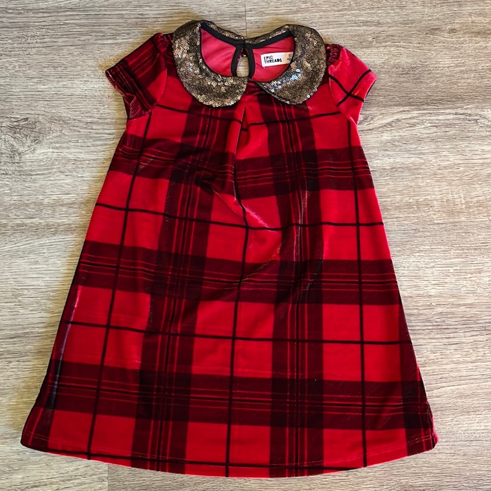 Epic Threads - Velvet red and black dress.  Mesh covered sequined collar.